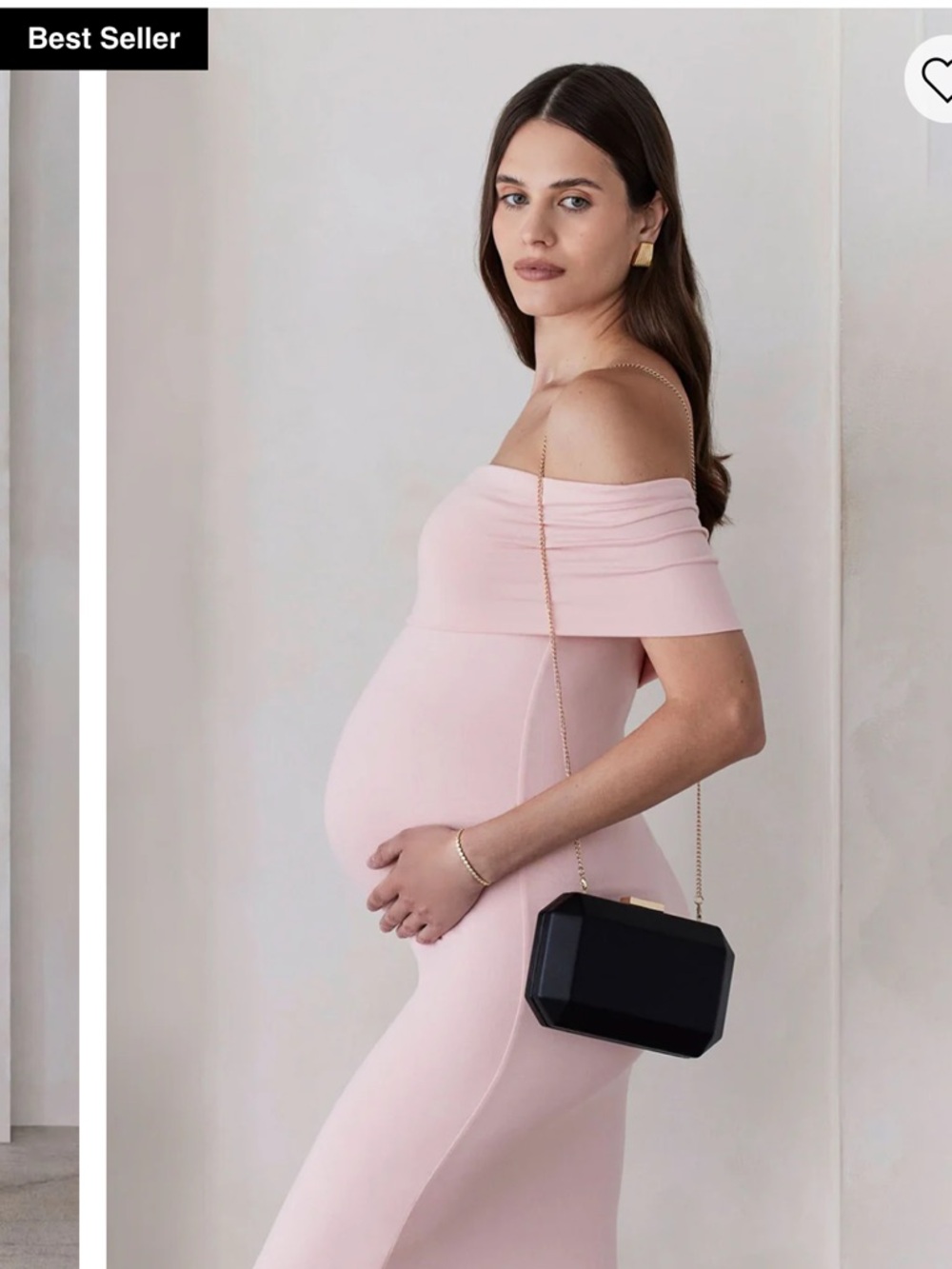 Bumpsuit One-Shoulder Maternity Midi Dress in Blush Pink|  NWT/Never Worn - Picture 2 of 6